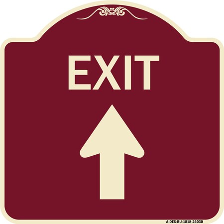 Signmission Exit Exit with Up Arrow Heavy-Gauge Aluminum Architectural Sign, 18" H, 18" L, BU-1818-24030 A-DES-BU-1818-24030